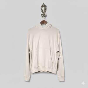 Monrow · Medium · Supersoft Fleece New Pullover Hoodie · Cotton Blend · Bone